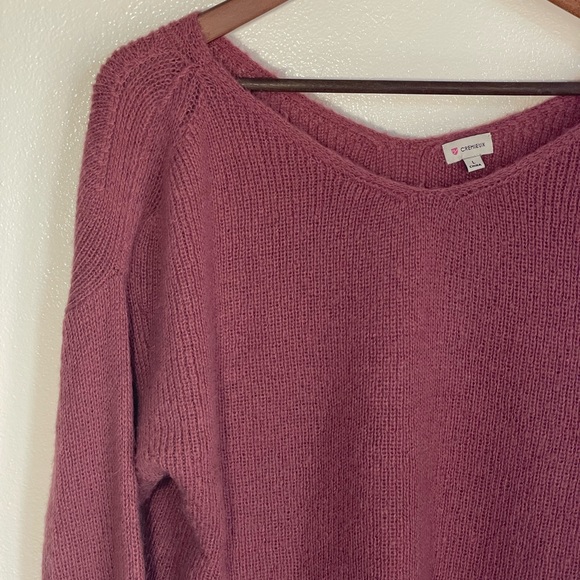 Cremieux L Mauve Pink Knit v-neck pullover Sweater - Picture 3 of 9